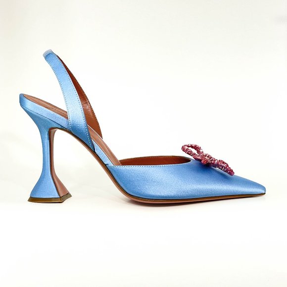 Amina Muaddi Rosie Crystal Bow Pumps- Size 395 - Picture 2 of 11